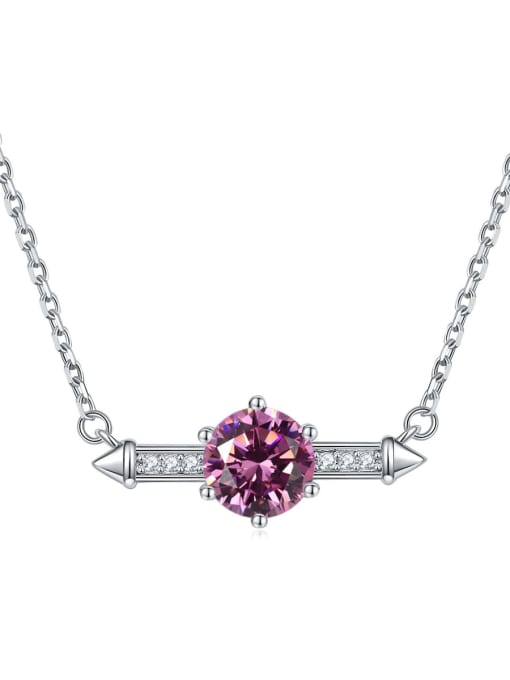 Pink [October] 925 Sterling Silver Birthstone Geometric Dainty Necklace